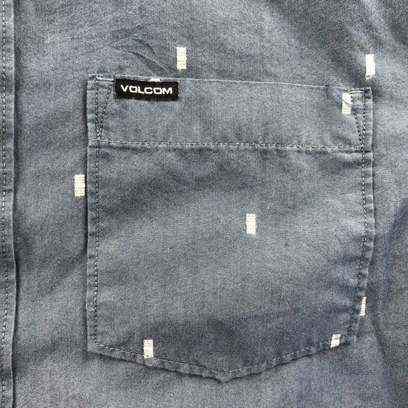Volcom Mens Shirt Medium Modern Fit Short-Sleeve Button-Up Casual Classic Gray - Picture 6 of 11